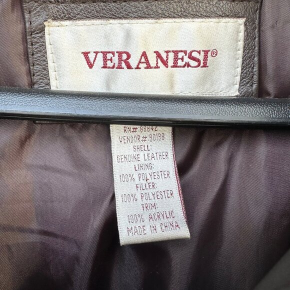 Vintage Veranesi Chocolate Brown 100% Leather Jacket Women's Mid- Length Coat Si - Picture 6 of 15